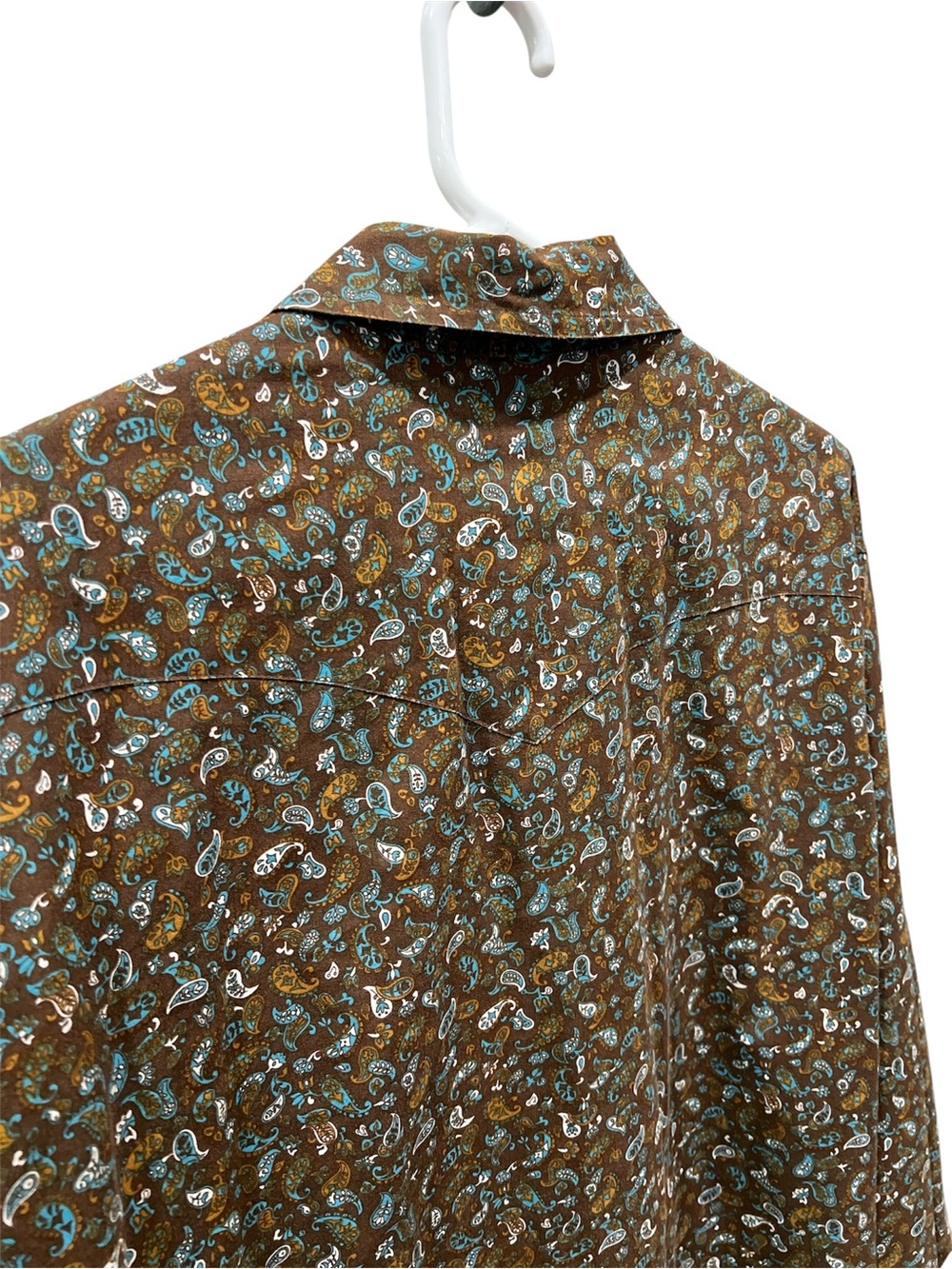 Roper Brown Shirt with Teal Paisley Print - Picture 4 of 7